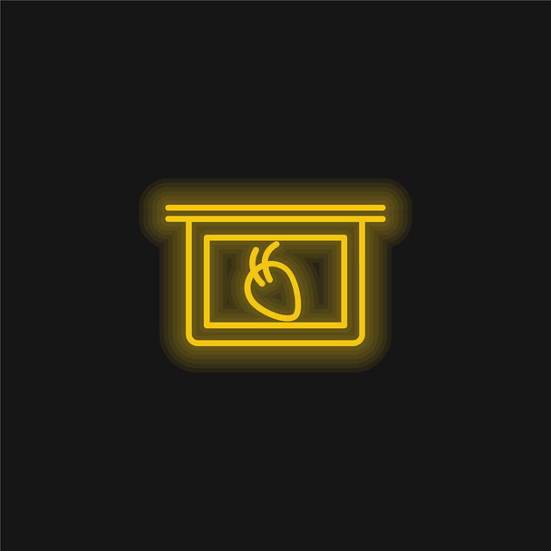 Organo del corpo con ciocche di capelli Vista sul piatto giallo icona al neon incandescente - Vettoriali, immagini