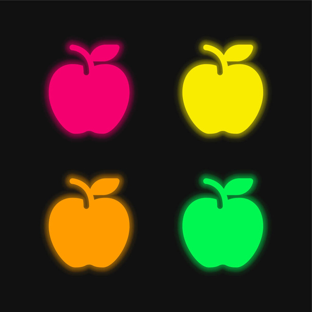 Μήλο τέσσερα χρώμα λαμπερό εικονίδιο διάνυσμα νέον - Διάνυσμα, εικόνα