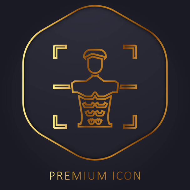 Escaneo corporal línea dorada logotipo premium o icono - Vector, Imagen