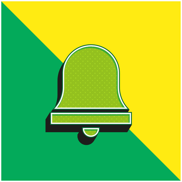 Alarmglocke Grünes und gelbes modernes 3D-Vektorsymbol-Logo - Vektor, Bild