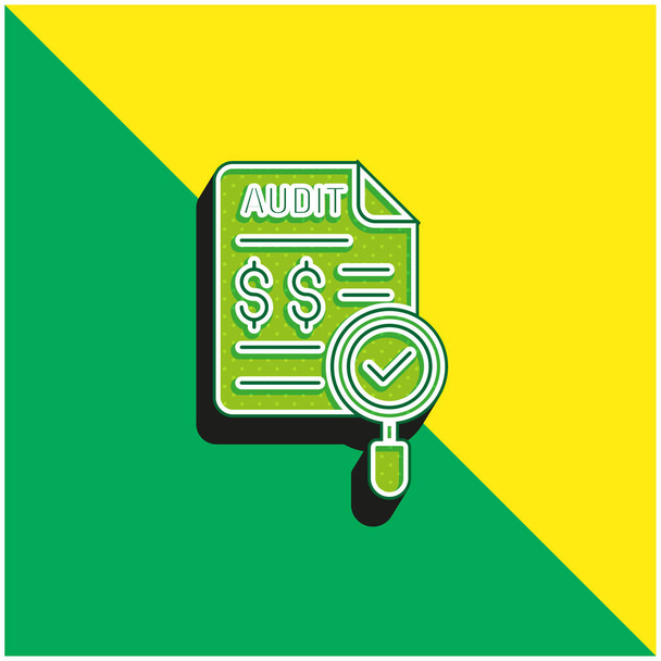 Kirjanpito Vihreä ja keltainen moderni 3d vektori kuvake logo - Vektori, kuva