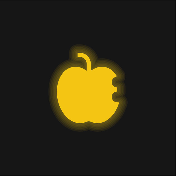 Apple žlutá zářící neonová ikona - Vektor, obrázek