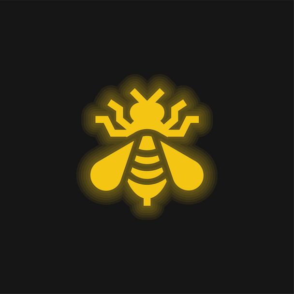 Icône néon jaune abeille - Vecteur, image