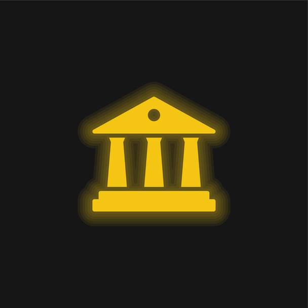 Bank yellow glowing neon icon - Vector, Image
