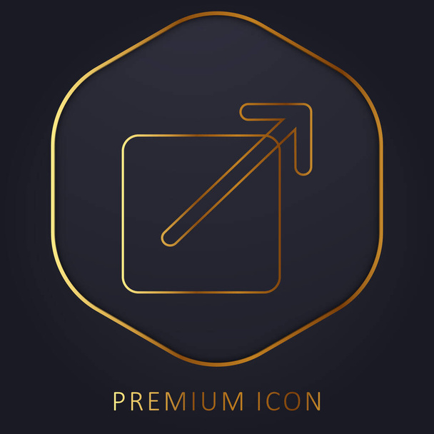Μαύρο τετράγωνο κουμπί με ένα βέλος που δείχνει προς τα πάνω δεξιά χρυσή γραμμή premium λογότυπο ή εικονίδιο - Διάνυσμα, εικόνα