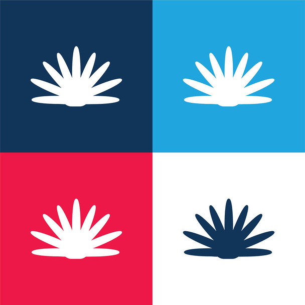 Agave Plant Silhouette Of Mexico blue and red four color minimal icon set - Vector, Image