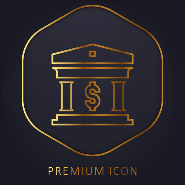 Bank golden line premium logo or icon - Vector, Image