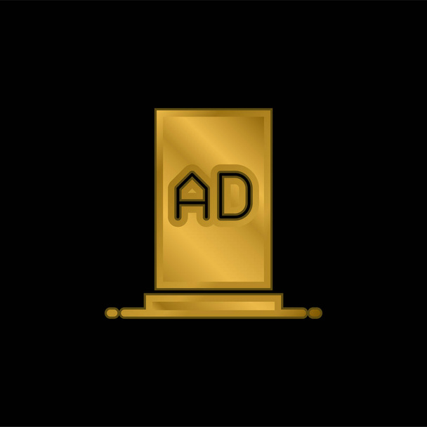 Advertising Stand gold plated metalic icon or logo vector - Vector, Image