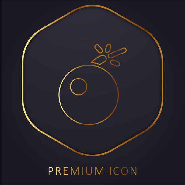 Bomba de advertencia de línea dorada logotipo premium o icono - Vector, imagen