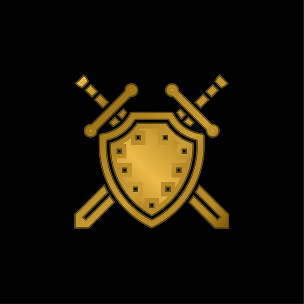 Антивірус золотий металевий значок або вектор логотипу
 - Вектор, зображення