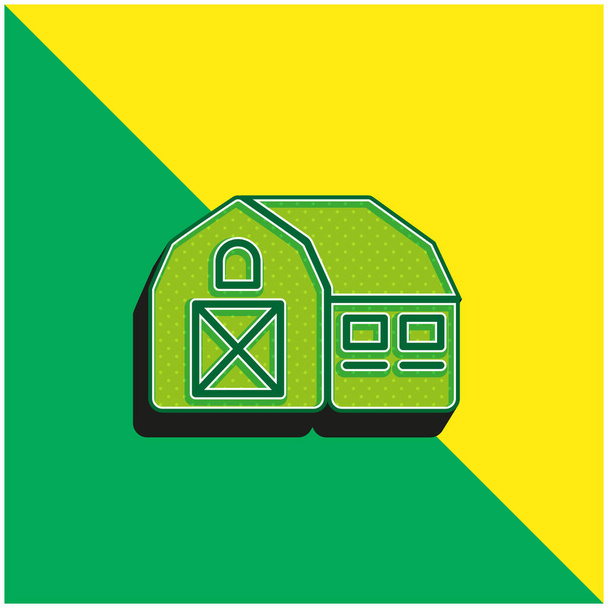 Barn Green and yellow modern 3d vector icon logo - Vector, Image