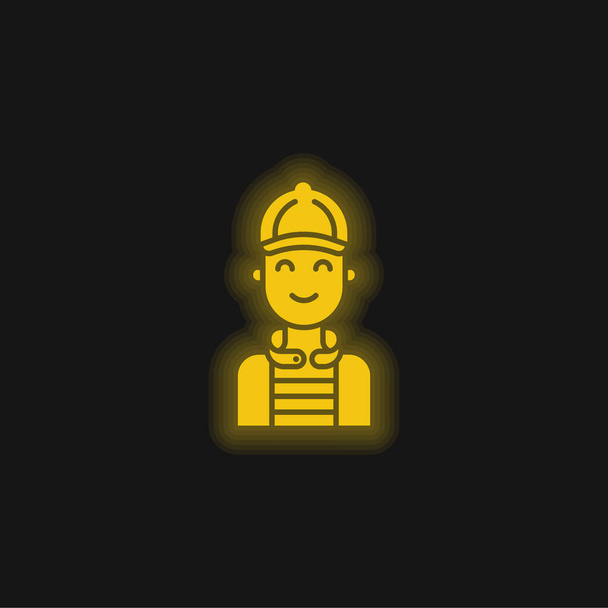 Хлопчик жовтий сяючий неоновий значок
 - Вектор, зображення