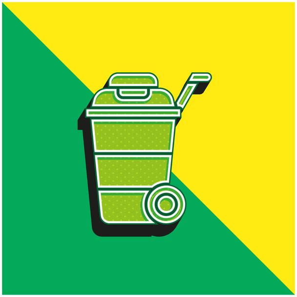 Bin Yeşil ve Sarı Modern 3D vektör simgesi logosu - Vektör, Görsel