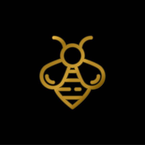 Bee gold plated metalic icon or logo vector - Vector, Image