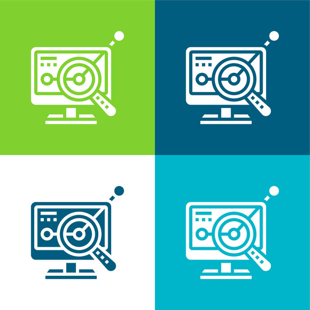 Analyst Flat four color minimal icon set - Vector, Image