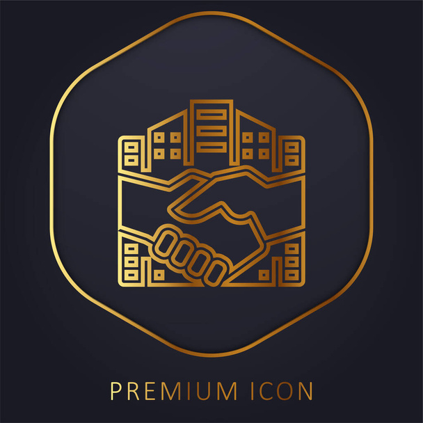 Acuerdo de línea de oro logotipo premium o icono - Vector, imagen