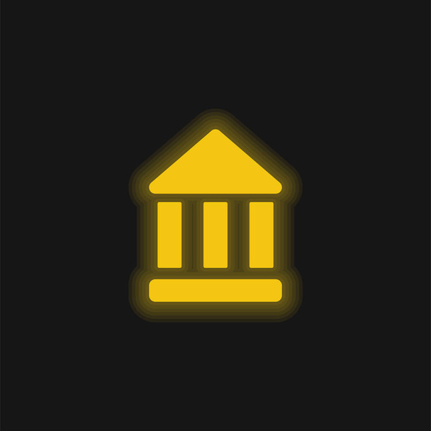 Bank Symbol yellow glowing neon icon - Vector, Image