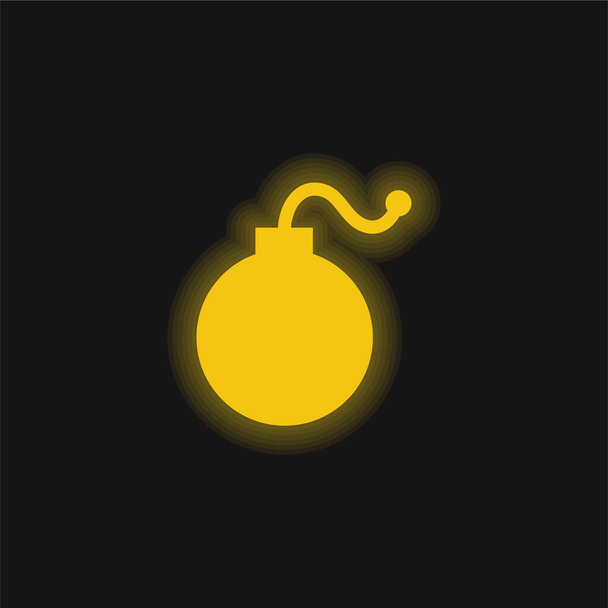 Βόμβα κίτρινο λαμπερό νέον εικονίδιο - Διάνυσμα, εικόνα