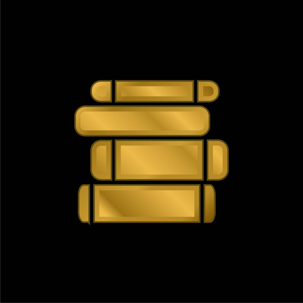 Libro Pila chapado en oro icono metálico o logo vector - Vector, Imagen