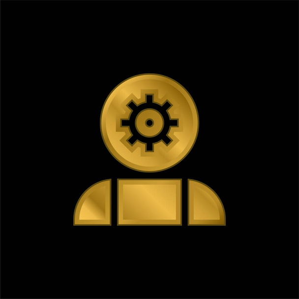 Позолоченная металлическая икона искусственного интеллекта или вектор логотипа - Вектор,изображение