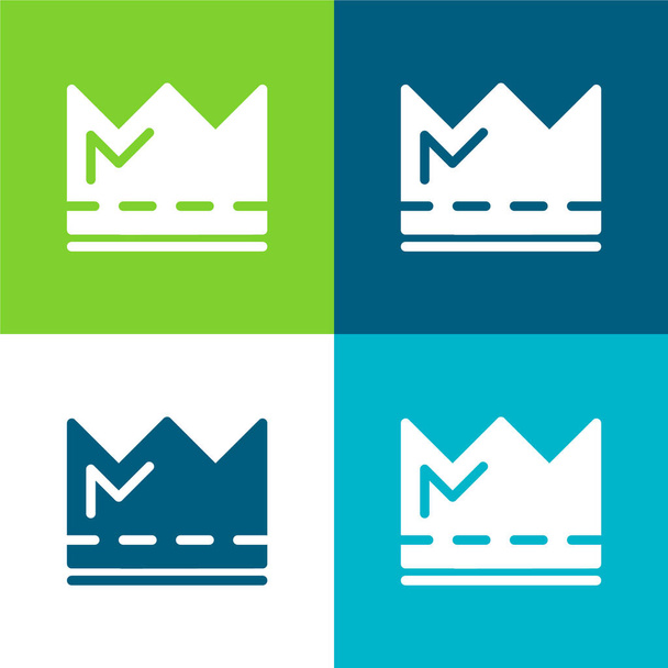 Crown Flat четыре цвета минимальный набор значков - Вектор,изображение