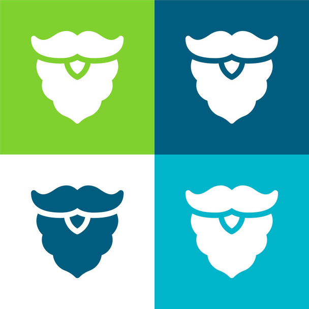 Beard Flat four color minimal icon set - Vector, Image