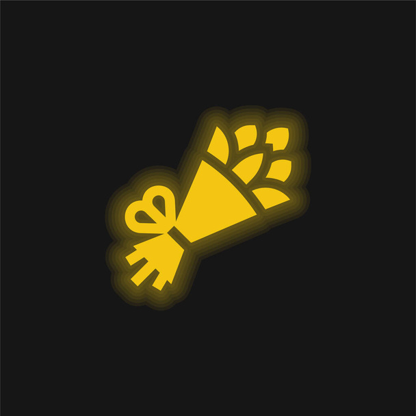 Csokor sárga izzó neon ikon - Vektor, kép