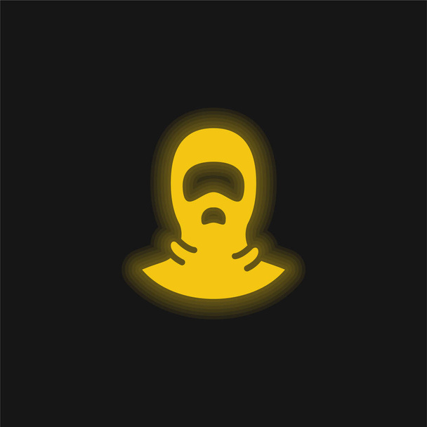 Icono de neón brillante amarillo pasamontañas - Vector, imagen