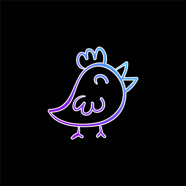 Pájaro dibujado a mano juguete animal azul gradiente vector icono - Vector, imagen