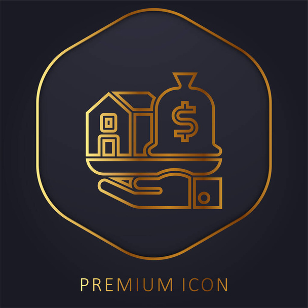Logotipo o icono premium de línea dorada de activos - Vector, Imagen