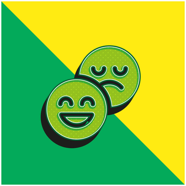 態度緑と黄色の現代的な3Dベクトルアイコンのロゴ - ベクター画像
