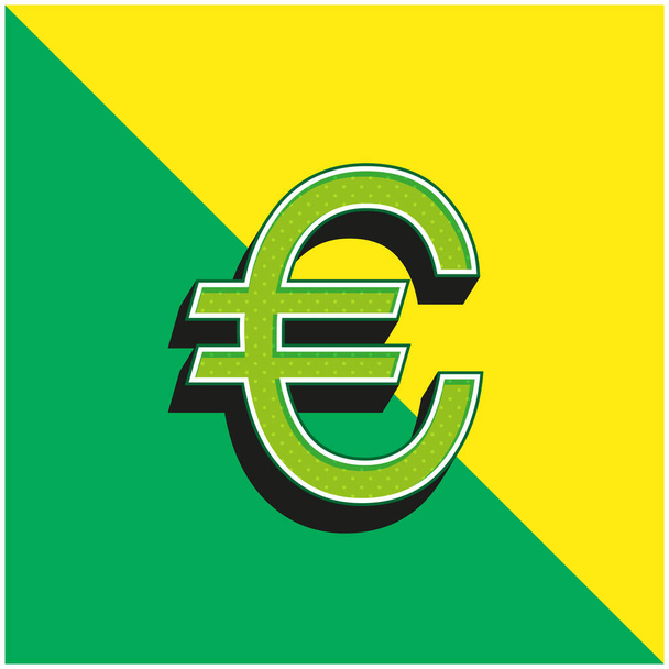 Big Euro Symbol Green and yellow modern 3d vector icon logo - Vector, Image
