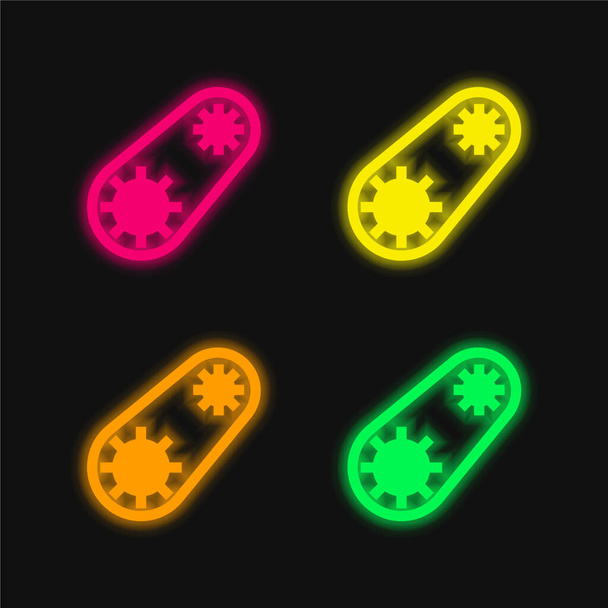 Riemen vier kleuren gloeiende neon vector icoon - Vector, afbeelding