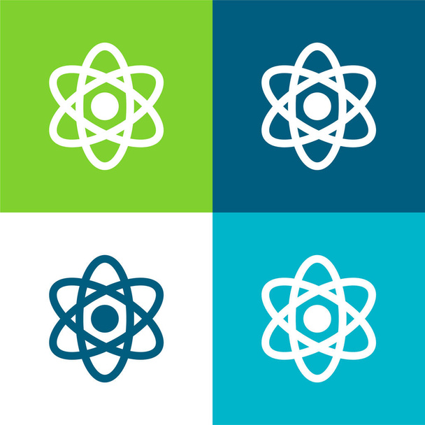 Energia Atômica Conjunto de ícones mínimos de quatro cores plano - Vetor, Imagem