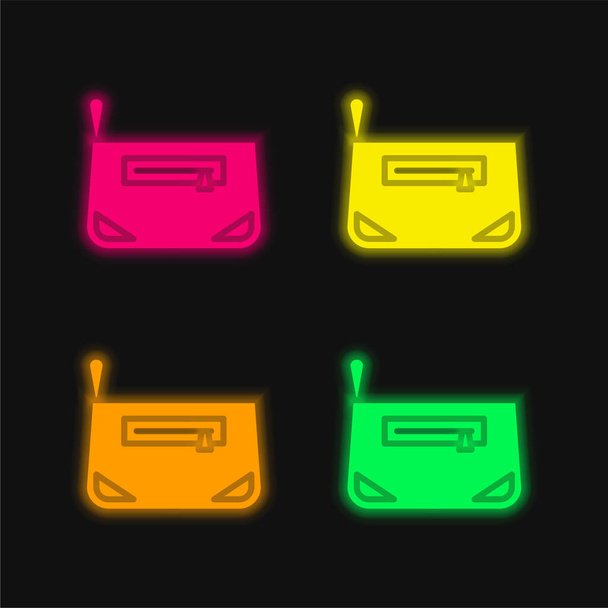 Σάκος τεσσάρων χρωμάτων λαμπερό εικονίδιο διάνυσμα νέον - Διάνυσμα, εικόνα