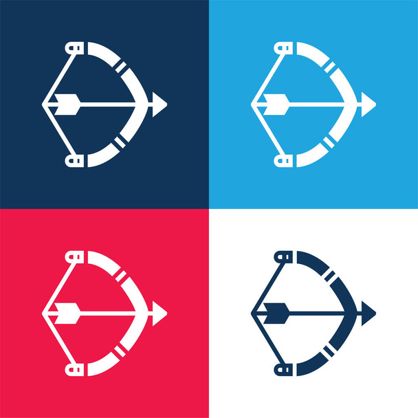 Bogen blau und rot vier Farben minimales Symbol-Set - Vektor, Bild