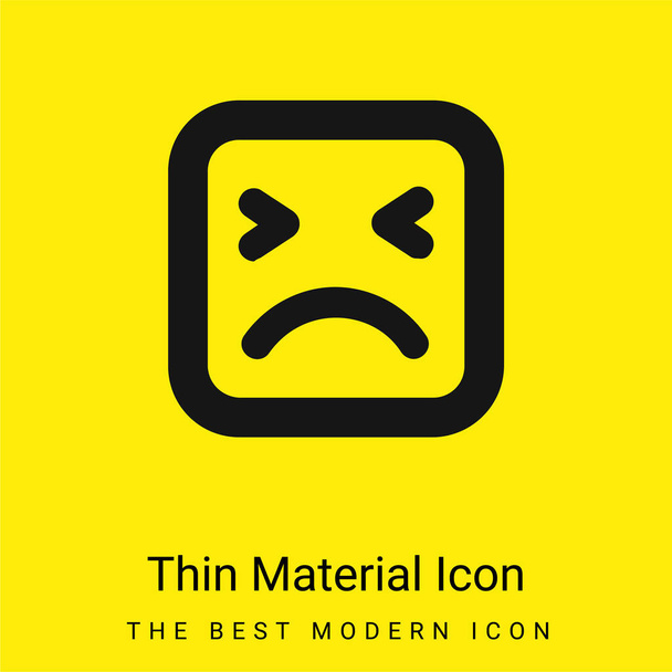 Angry Face Of Square Shape Outline minimal bright yellow material icon - Vector, Image
