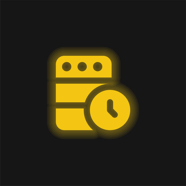 Add To Queue sárga izzó neon ikon - Vektor, kép