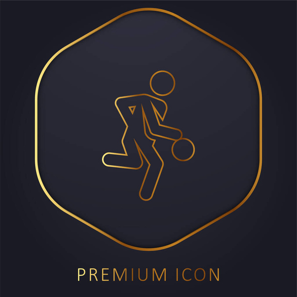 Baloncesto jugador de línea dorada logotipo premium o icono - Vector, imagen