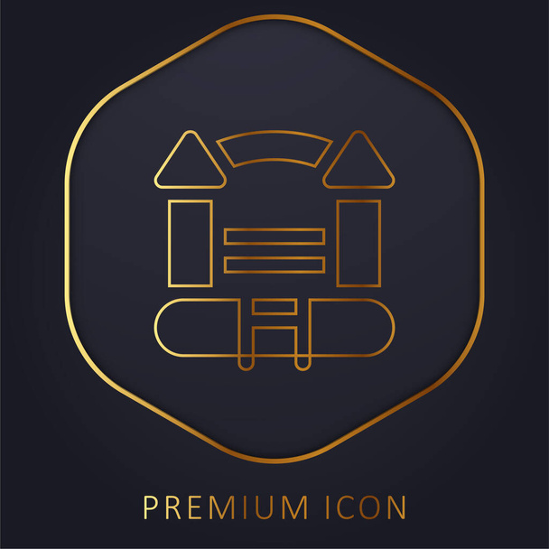 Bouncy Castle línea dorada logotipo premium o icono - Vector, Imagen