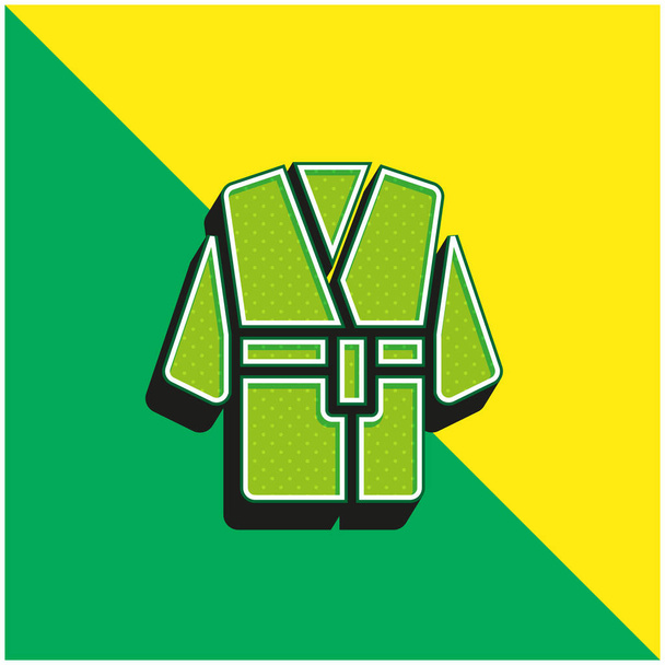 Bornoz Yeşil ve Sarı Modern 3D vektör simgesi logosu - Vektör, Görsel