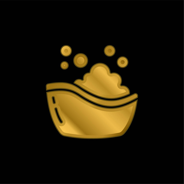 Baby Bath Tub gold plated metalic icon or logo vector - Vector, Image