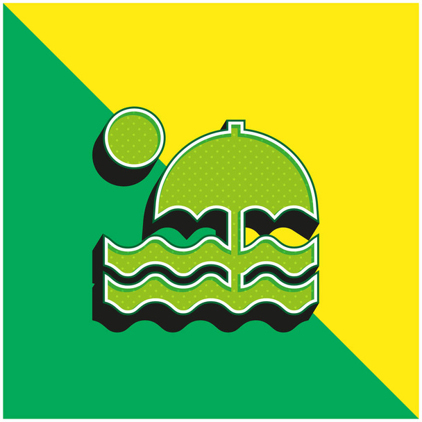 Plaża Zielony i żółty nowoczesny 3D wektor ikona logo - Wektor, obraz