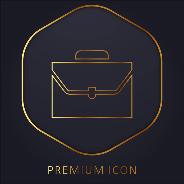 Maletín de línea dorada logotipo premium o icono - Vector, Imagen