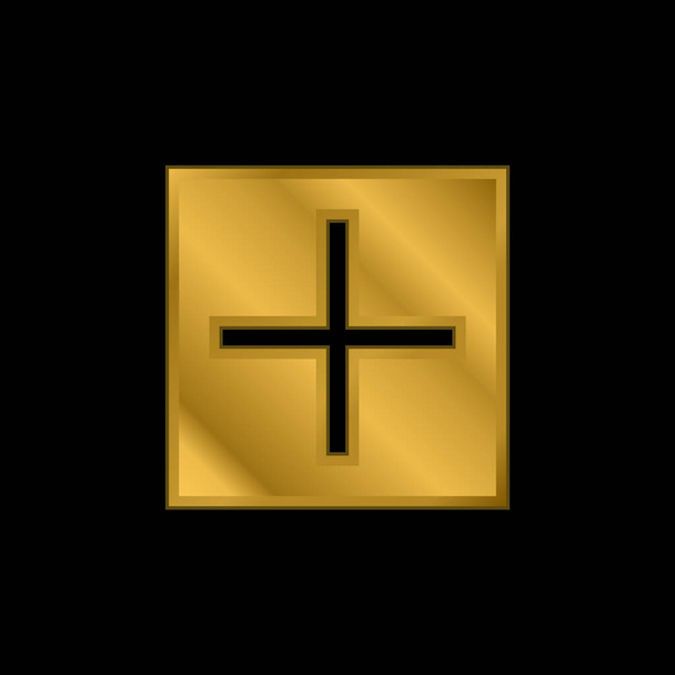 Altın kaplama metalik simge ya da logo vektörü ekle - Vektör, Görsel