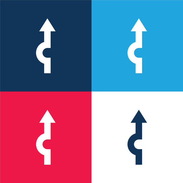 Стрелка синий и красный четыре цвета минимальный набор значков - Вектор,изображение