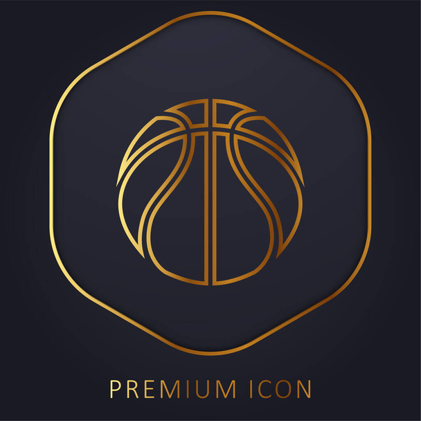 Basketball golden line premium logo or icon - Vector, Image