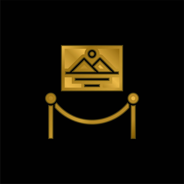 Obra de arte chapado en oro icono metálico o logo vector - Vector, Imagen