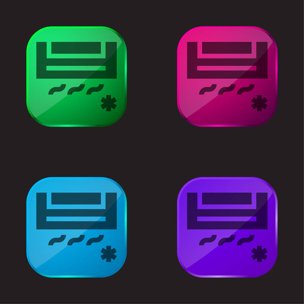 Air Conditioning four color glass button icon - Vector, Image