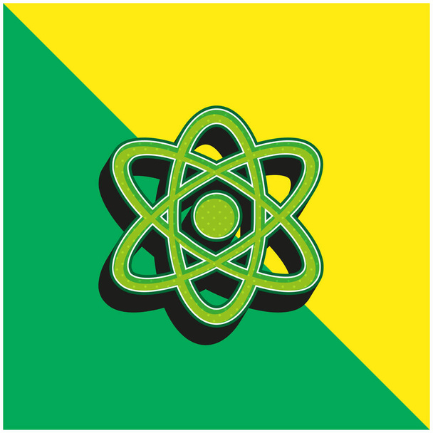 Атом Зелений і жовтий сучасний 3d векторний логотип ікони - Вектор, зображення